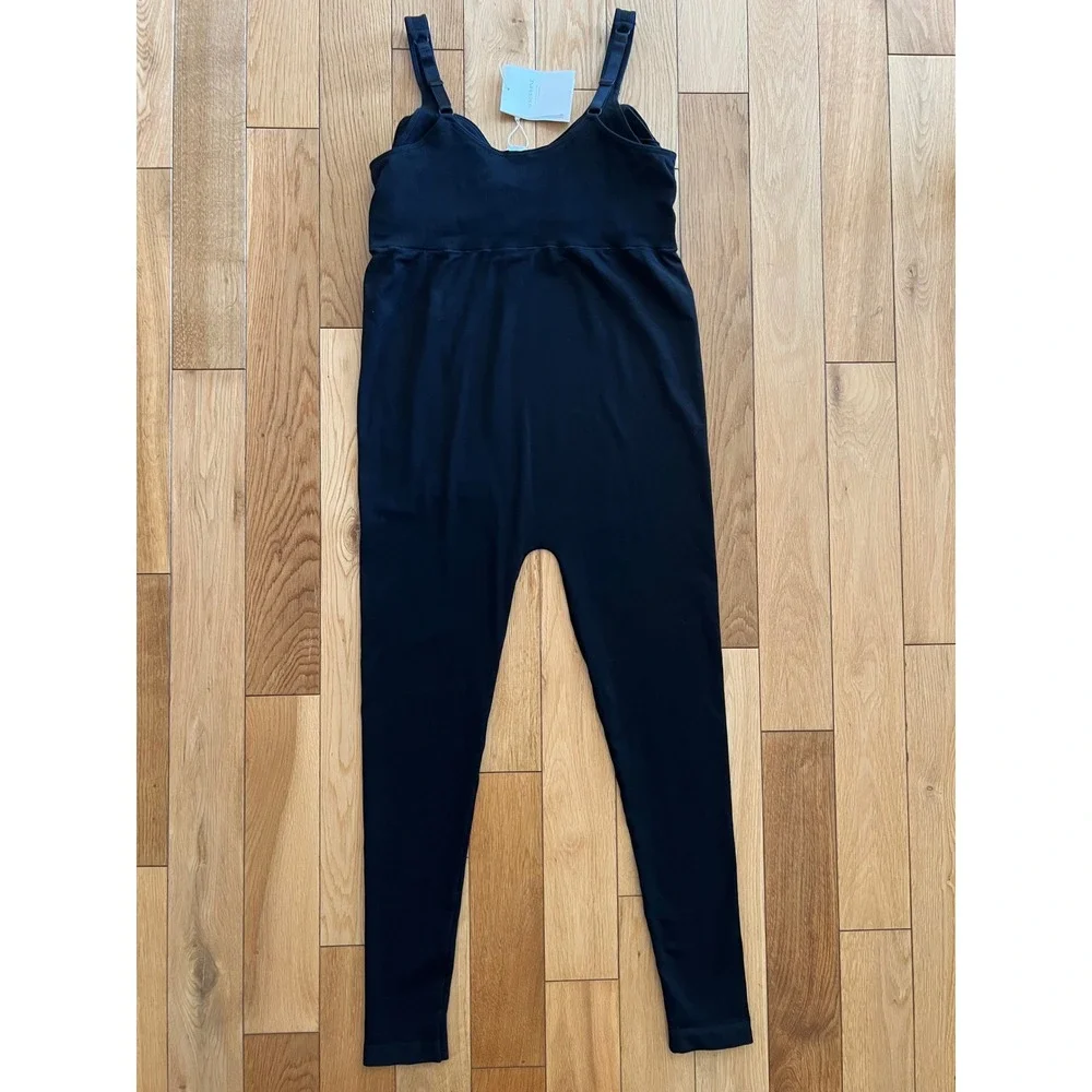 NEW Seraphine All In One Nursing Jumpsuit Black Stretch Womens Size L